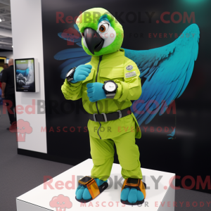 Lime Green Macaw mascot...