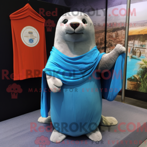 Sky Blue Sea Lion mascot...