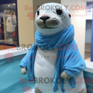 Sky Blue Sea Lion mascot...