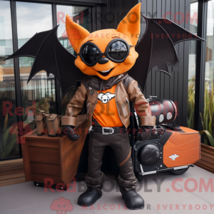 Orange Bat mascot costume...