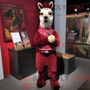 Maroon Llama mascot costume...