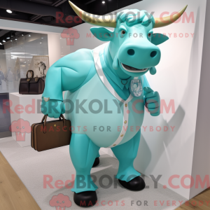 Cyan Bull maskot kostume...