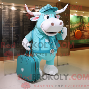 Cyan Bull mascot costume...