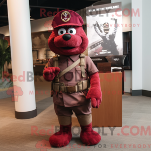 Maroon Army Soldier mascot...