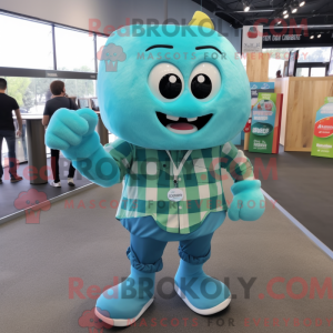 Cyan Candy mascot costume...