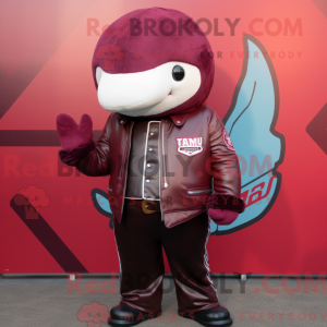 Maroon Narwhal mascot...