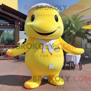 Citrongul Pukkelhval maskot...