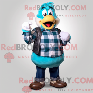 Cyan Geese mascot costume...