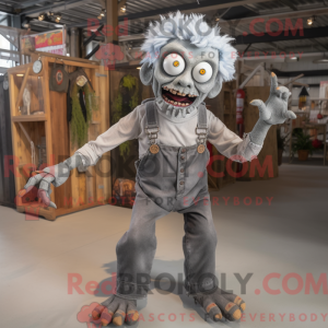 Gray Zombie mascot costume...