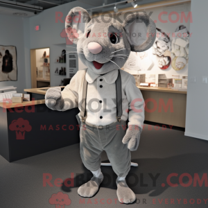 Sølv mus maskot kostume...