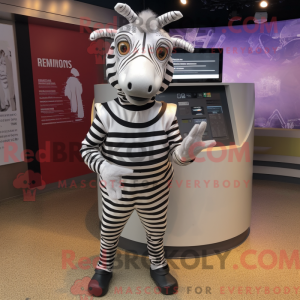 Sølv Zebra-maskotdraktfigur...