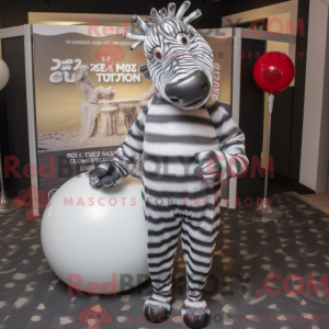 Sølv Zebra-maskotdraktfigur...