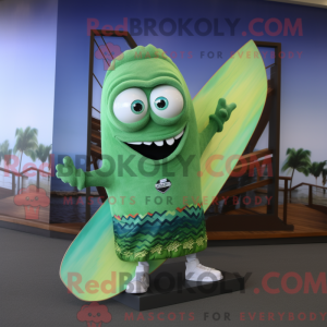 Grøn Surfboard maskot...