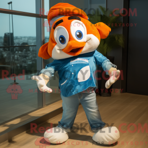 Cyan Clown Fish mascot...