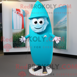 Cyan Surfboard Maskottchen...