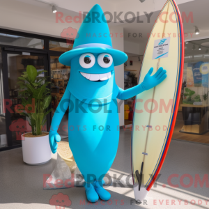 Cyan Surfboard Maskottchen...