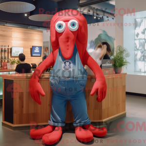 Red Squid maskot kostume...