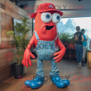 Red Squid maskot kostume...