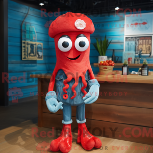 Red Squid mascot costume...