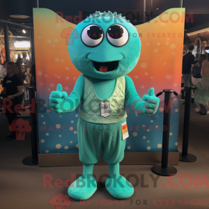 Teal Falafel mascot costume...