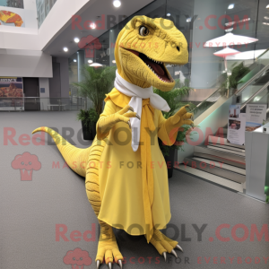 Gul Allosaurus maskot...
