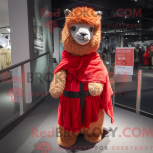 Rød Alpaca maskot kostume...