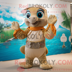 Beige Sea Turtle mascot...