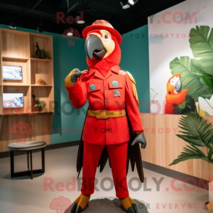 Rød Macaw-maskotdraktfigur...