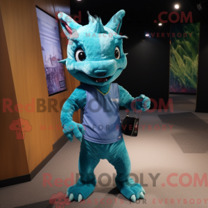 Cyan Chupacabra mascot...