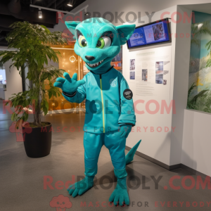 Cyan Chupacabra maskot...