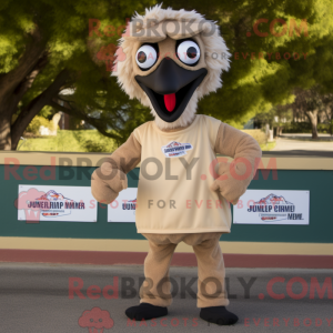 Beige Emu-mascottekostuum...