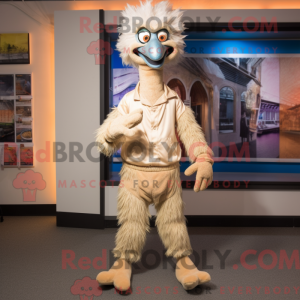 Beige Emu mascot costume...