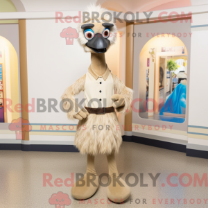 Beige Emu-mascottekostuum...