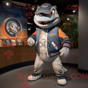 Gray Salmon mascot costume...