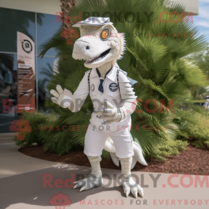 White Utahraptor mascot...
