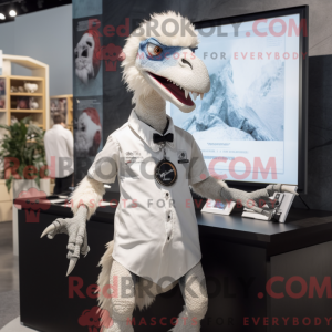 White Utahraptor mascot...