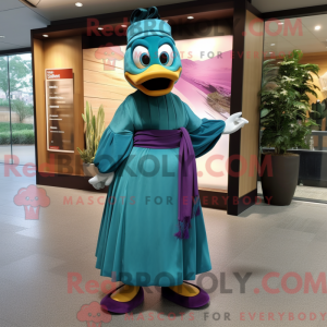 Teal Plum mascot costume...