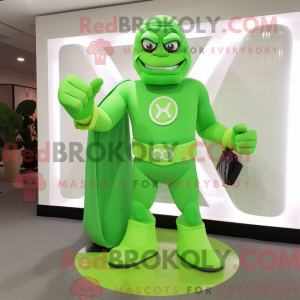 Limegrøn superhelte maskot...
