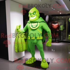 Limegrøn superhelte maskot...