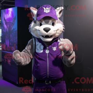 Purple Bobcat mascot...
