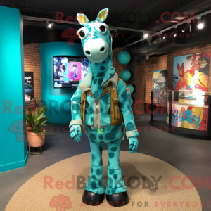 Turquoise Giraffe mascot...