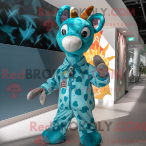 Turquoise Giraffe mascot...