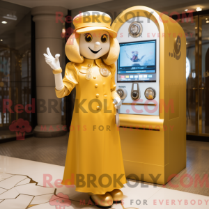 Gold Phone mascot costume...