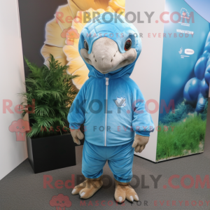 Sky Blue Pangolin maskot...