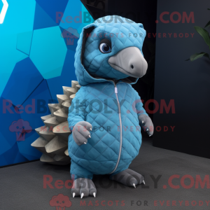 Sky Blue Pangolin maskot...