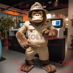 Tan Gorilla mascot costume...