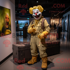 Gold Evil Clown mascot...
