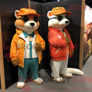 Peach Weasel mascot costume...