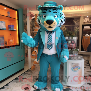 Teal Tiger mascot costume...