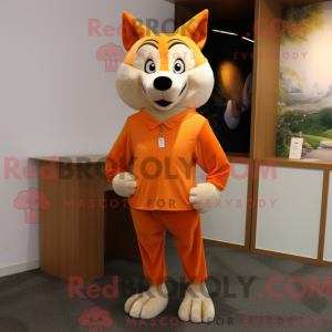 Orange Dingo maskot kostume...